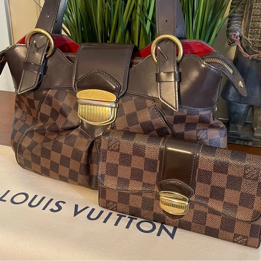 Louis Vuitton Sistina Pm Damier Ebene Shoulder Bag & Matching Sistina Wallet - Picture 2 of 14